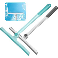 Shower Squeegee For Shower Doors, Shower Squeegee For Glass Doors, Bathroom, Mirrors, Windows Cars And Tile Walls, Silicone Handle Shower Squeegee 12 Inch (Grey+Green,2Pack)