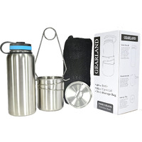Gearland Canteen Stainless Steel Water Bottle With Nested Camping Cup And Lid For Bug Out Bag, Bushcraft Gear, Metal Canteen With A Wide Mouth Water Bottle And Mess Kit