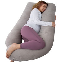 Amcaton 60 Inch Pregnancy Pillows For Sleeping, Extra Large U Shaped Body Pillow, Pregnancy Pillow, Maternity Pillow For Pregnant Women With Velour Cover (Grey)