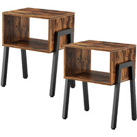 Hoobro Nightstands Set Of 2, Stackable End Table, Side Table, Bedside Tables With Open Storage Shelf, For Bedroom, Living Room, Rustic Brown Bf38Bzp201
