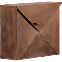 Benjara Bm15926 Spacious Envelope Shaped Wall Mount Iron Mail Box, Copper Finish