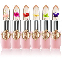 6 Pcs/Set Flower Jelly Lipstick Set Temperature Change Moisturizer Long Lasting Nutritious Balm Magic Color Change Lip Gloss
