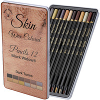Black Widow Skin Tone Colored Pencils For Adult Coloring, 12 Color Pencils For Portraits And Skintone Artists, A Complete Color Range Of Soft Core Colored Pencils, Now With Light Fast Ratings.