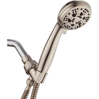 Aquadance Brushed Nickel High Pressure 6-Setting Hand Held Shower Head With Extra-Long 6 Foot Hose & Bracket - Anti-Clog Nozzles-Usa Standard Certified-Top U.S. Brand