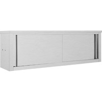 Vidaxl Kitchen Cabinet With Sliding Doors Storage Cabinet Restaurant Hotel Canteen 150 X 40 X 50 Cm Stainless Steel