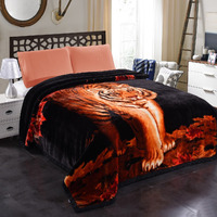Jml Fleece Blanket, 10 Pounds Heavy Plush Soft Thick Blanket For Winter, Korean Style Velvet Fleece Blanket 85"" X 93""- 2 Ply A&B Printed Raschel Bed Blanket (Tigers)