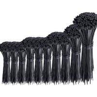 Oksdown 1000 Pcs Black Cable Zip Ties Assorted Sizes 4/6/8/10/12 Inch Heavy Duty Plastic Tie Wraps Mixed Pack Self Locking Nylon Wire Ties