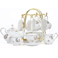 Chenp.Hmc Porcelain Ceramic 22-Piece Tea Set, Teapot And Cup Set, 30.7 Ounces, For 6, Gift Sets, Tea Or Coffee Lovers, Wedding, Birthday