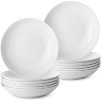 Btat- Porcelain Pasta Bowls, 12 Pack, 8 Inch, Pasta Bowl Set, Pasta Plate Bowls, White Bowls, Dinner Bowls, White Pasta Bowls, Plate Bowl Plate, White Bowl, Dinner Bowl, Salad Plate, Deep Dish Plates