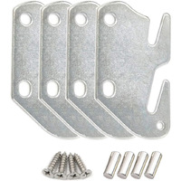 Bitray Wood Bed Plates Wood Bed Rail Hook Plates For Bed Frame Bracket Headboard Footboard Replacement - 4Pcs