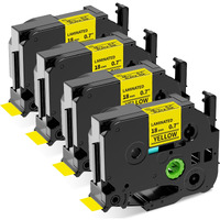 Labelife 18Mm Label Tape Replacement For Brother P Touch Tze Tz Tape 18Mm 0.7 Laminated Tze-641 Tze641 Tz641 For Ptouch Ptd600 Ptd400Ad Pt1880 Label Maker, 4-Pack Black On Yellow 3/4""