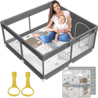 Fodoss Baby Playpen With Mat, Small Play Pen(47X47Inch), For Babies And Toddlers, Pen Apartment, Yard Baby, Fence Area Playyard Activity Center (Dark Gray)