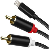 Worldboyu Lightning To Rca Cable Audio Aux Adapter, Stereo Y Splitter Adapter For Select Iphone, Ipad And Ipod Models For Power Amplifier, Car, Home Theater, Speaker And More Silver 6Ft