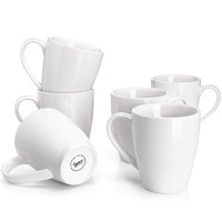 Sweese Porcelain Coffee Mugs - 16 Ounce - Set Of 6, Cups For Latte, Hot Tea, Cappuccino, Mocha, Cocoa, White
