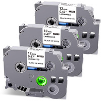 Unoka Tze Tz Tape 0.13-0.47 3.5-12Mm 0.47 Laminated White Tape Replace For Brother P Touch Label Maker Refills Tze-231, For Model Pt-D200G Pt-103W Pt-H100 Pt1750 Pt-1090 Pt-2040 Pt-1180 Pt-D210, 3Pk