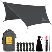 Wise Owl Outfitters Hammock Tarp, Hammock Tent - Rain Tarp For Camping Hammock - Camping Gear Must Haves W/Easy Set Up Including Tent Stakes And Carry Bag - Standard Grey