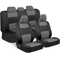 Bdk Polypro Car Seat Covers Full Set In Gray On Black, Front And Rear Split Bench Seat Covers For Cars, Easy To Install Car Seat Cover Set, Car Accessories For Auto Trucks Van Suv - Gray