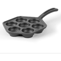 Commercial Chef Cast Iron Danish Aebleskiver Pan, Preseasoned Cast Iron Cookware For Pancake Puffs, Makes 7 Pancake Balls