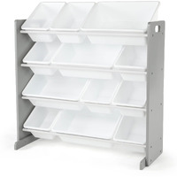 Humble Crew, Grey/White Kids Toy Organizer With 12 Storage Bins, Toddler