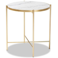 Baxton Studio Maddock Modern And Contemporary Gold Finished Metal End Table With Marble Tabletop