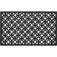 Wrought Iron Rubber Door Mat, Diamond - 18 Inch Width, 30 Inch Length - Durable, Easy To Clean & Decorative Outdoor Welcome Mats - Heavy Duty For All Weather - Doormat Traps Dirt, Debris, & Mud