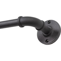 Kenney Adler Indoor/Outdoor Black Curtain Rod, Adjustable Curtain Rod For Windows 28 To 48 Inches, Outdoor Curtain Rod For Patio, Textured Pipe Industrial Curtain Rod