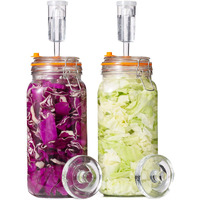 Jillmo Fermentation Jar, 2 Liter Fermentation Kit With Fermenting Weights And Airlocks, Pack Of 2