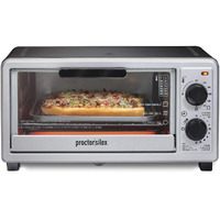 Proctor Silex 4 Slice Countertop Toaster Oven, Multi-Function With Bake, Toast And Broiler, 1100 Watts, 30 Min Timer And Auto-Shutoff, Includes Backing Pan And Rack, Black And Silver (31260)
