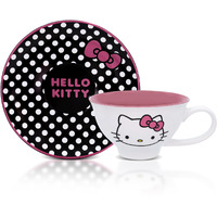 Silver Buffalo Sanrio Hello Kitty Ceramic Teacup And Saucer Set | Tea Party Gift Set For Coffee, Espresso - 12 Ounce