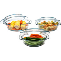 Simax Casserole Dish Set, Set Of 3 Casserole Dish With Lid, Round Glass Cookware, Borosilicate Glass, Made In Europe 0.75 Quart, 1 Quart And 1.5 Quart Baking Dishes