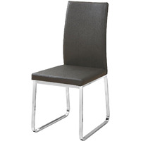 Monarch Specialties Grey Leather-Look/Chrome Dining Chair (2 Pieces), 28""L X 28""D X 38""H