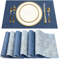 Sueh Design Leather Placemats Set Of 6 Reversible Table Mats Heat Resistant Waterproof No-Slip Place Mats For Dining Table Kitchen Parties
