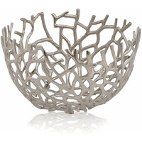 Modern Day Accents 5802 Rama Twigs Round Bowl, Silver, Fruit Bowl, Holds Spheres Or Decorative Balls Fillers, Large Bowl, Home Decor, Room Decor, Office Decor, Tabletop Centerpiece, 14"" W X 8.5H