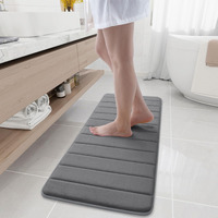 Buganda Memory Foam Bath Mat, 47"" X 17"", Ultra Soft And Non-Slip Bathroom Rugs, Water Absorbent And Machine Washable Bath Rug Runner For Bathroom, Shower, And Tub, Grey