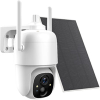 Allweviee Solar Security Cameras Wireless Outdoor, 2K 3Mp Pan Tilt 355 View Ip65 Waterproof Rechargeable Battery Powered Ptz Wifi Camera With Pir, Color Night Vision,2-Way Talk,Cloud/Sd