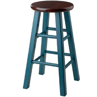 Winsome Wood Ivy Model Name Stool Rustic Teal/Walnut 13.4X13.4X24.2