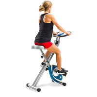Xterra Fitness Folding Exercise Bike, 225 Lb Weight Capacity, Cordless, Battery Powered With Solid X-Frame Folding Design, Padded Seat And Handlebars, Adjustable Foot Straps, 8 Levels Of Resistance