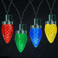 Zieglad C9 Battery Operated Christmas Lights (16.5Ft), Multicolor 50 Bulbs Led Christmas String Light Set, Faceted Christmas Tree Lights 8 Light Mode Christmas Decorations For Indoor Outdoor
