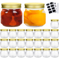 Encheng 8 Oz Glass Jars With Lids,Ball Regular Mouth Mason Jars For Storage,Canning Jars For Caviar,Herb,Jelly,Jams,Honey,Dishware Safe,Set Of 24