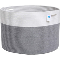 24"" X 24"" X 17"" Max Size Large Cotton Rope Basket, Extra Large Storage Basket, Woven Laundry Hamper, Cloth Storage Bin, For Blankets Clothes Towels Pillows In Living Room, Grey