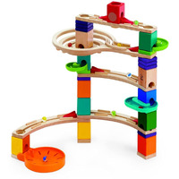 Hape Quadrilla Cliffhanger Wooden Marble Run Blocks | Marble Maze Run Set, Early Educational Stem Development Building Toys For Kids, Multicolor, Model:E6020