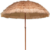 Ammsun 7.5Ft Hula Thatched Tiki Patio Beach Umbrella Hawaiian Style 10 Ribs Upf 50+ With Tilt Carry Bag For Outdoor Tiki Bar, Tropical Palapa, Patio Garden Beach Pool Backyard Natural Color