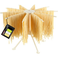 Cambom Foldable Pasta Drying Rack- Plastic Spaghetti Noodle Dryer With 10 Bar Handles White