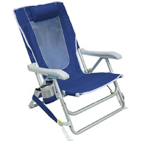 Gci Outdoor Backpack Beach Chair | Reclining Folding Chair With Durable Armrests, Drink Holder & Carry Straps, Perfect For Beach Trips & Picnics - Nautical Blue