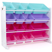 Humble Crew, White/Blue/Pink/Purple Extra-Large Toy Organizer, 16 Storage Bins