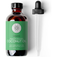 Pure Body Naturals Organic Fractionated Coconut Oil For Skin And Hair, 4 Fl Oz - Liquid Carrier Oil For Diluting Essential Oils, Hair Growth & Skin Moisturizer
