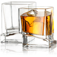 Joyjolt Carre Square Scotch Glasses, Old Fashioned Whiskey Glasses 10-Ounce, Ultra Clear Whiskey Glass For Bourbon And Liquor Set Of 2 Glassware