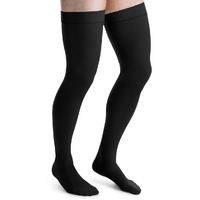 Jobst Formen Thigh High 20-30 Mmhg Ribbed Dress Compression Stocking, Closed Toe, Large, Black