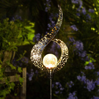 Homeimpro Outdoor Garden Solar Lights Stake Lights, Crackle Glass Globe,Metal Flower Waterproof Led Fairy Lights For Pathway,Lawn,Patio Or Courtyard,Gardening Gift (Bronze)