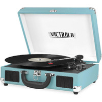 Victrola Vintage 3-Speed Bluetooth Portable Suitcase Record Player With Built-In Speakers | Upgraded Turntable Audio Sound|Aqua Turquoise, Model Number: Vsc-550Bt-Tu